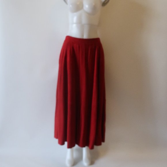Womens I.Magnin Brick Red Elastic Waist Suede Maxi Skirt S * - Picture 3 of 15